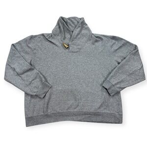 Orvis Sweater Men's Large Gray Cowl Neck Fleece Toggle Button Outdoor Pullover